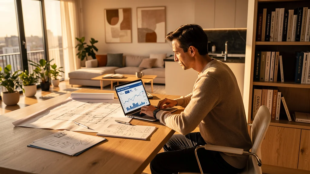 Acheter une maison comme on lance une entreprise, image réaliste d’un bureau moderne et réflexion stratégique